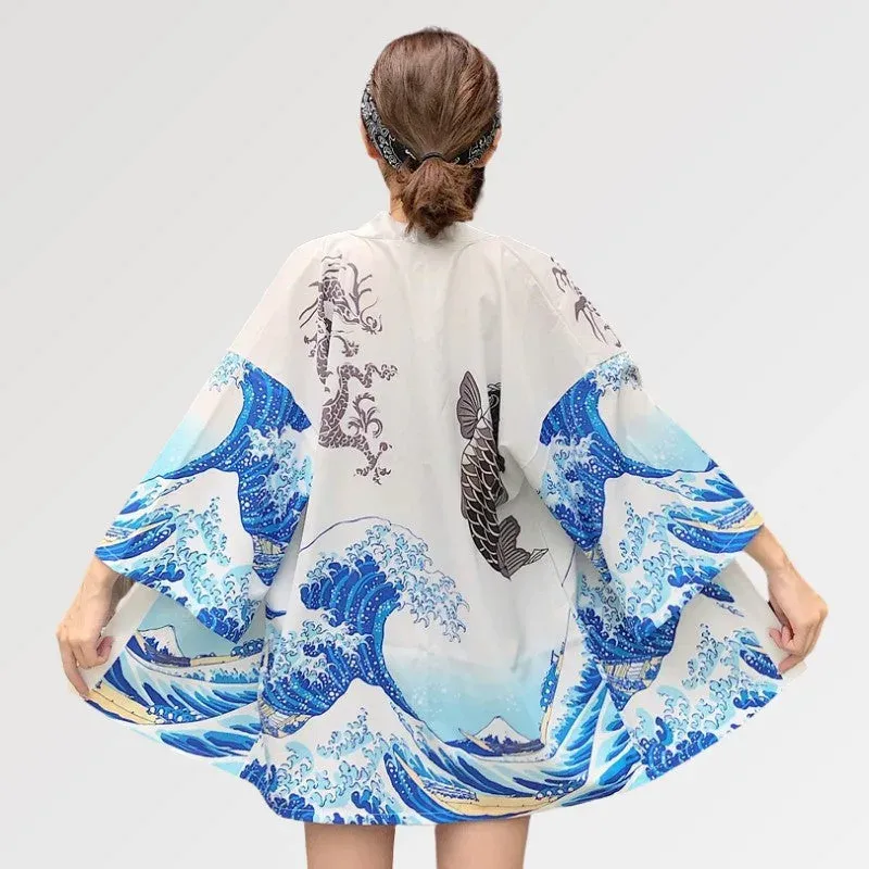 Japon style Kanagawa blouse kimono femme motif vague