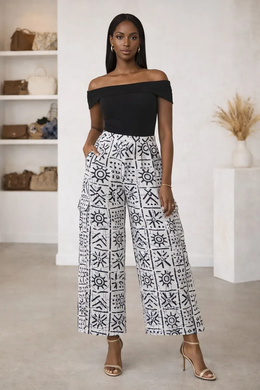 Kavazi pantalon cargo femme coton ample