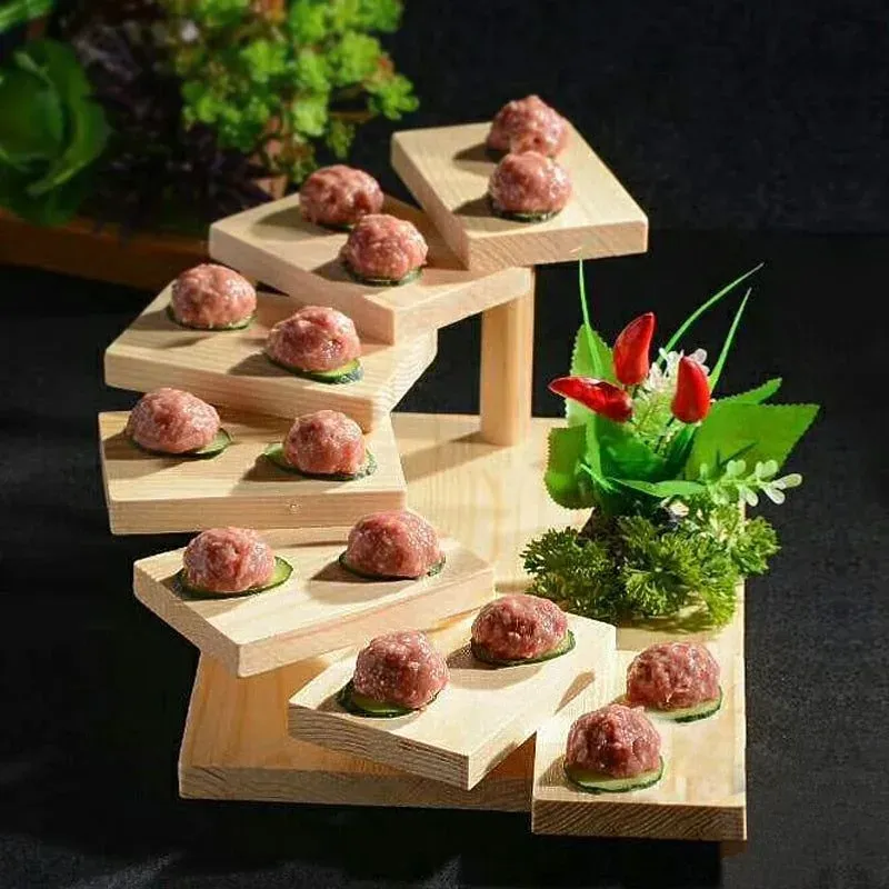 Japon style Sushi Stairs Kuramae présentoir sushi bois
