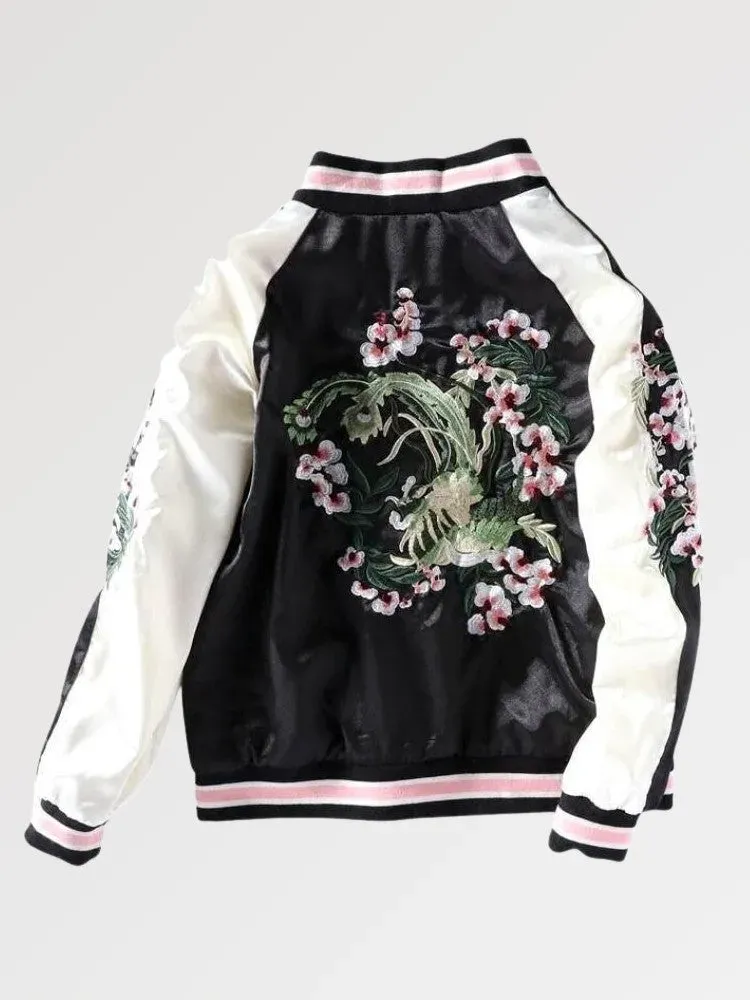 Japon style Vintage sukajan réversible brodé