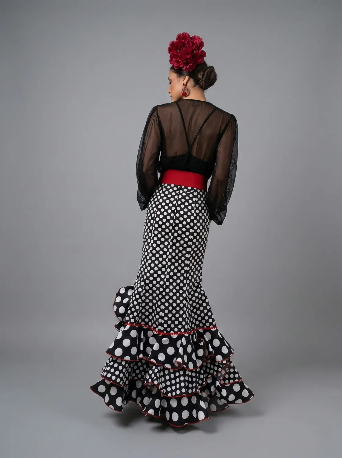 Viva La Feria Martinete jupe flamenca noire à pois
