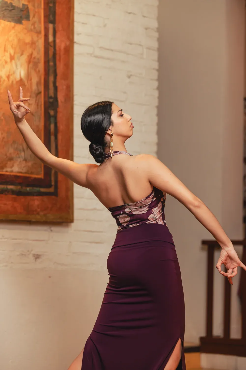 Mostazal top danse flamenco stretch imprimé halter