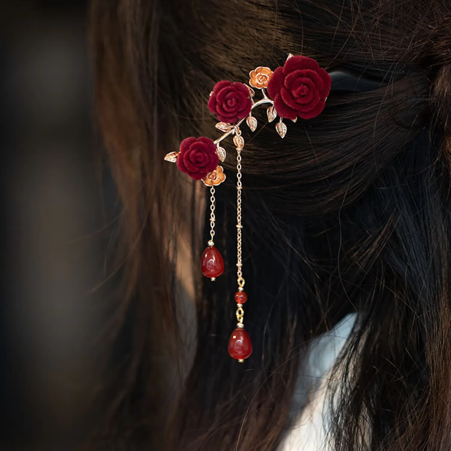Japon style kanzashi bois fleur pic cheveux