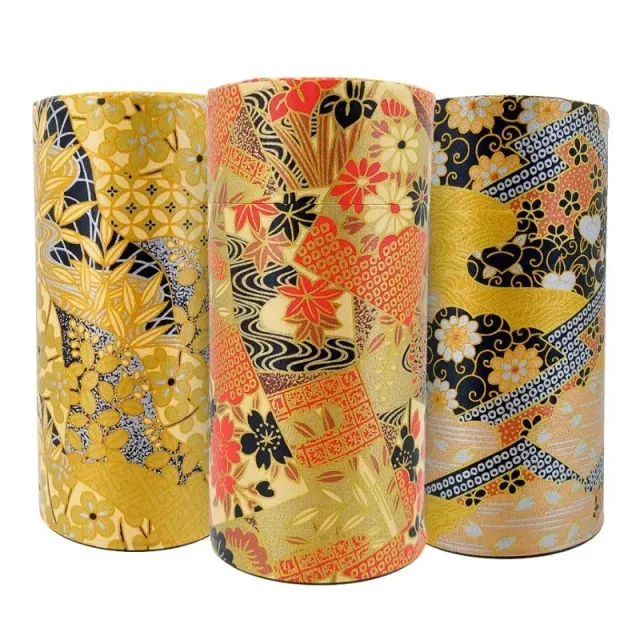 Japon style Kogane lot 3 boîtes à thé hermétiques dorées