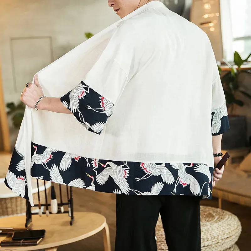 Esprit du Japon cardigan kimono homme grues
