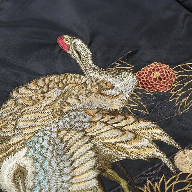 Esprit du Japon sukajan brodé Tsuru bomber
