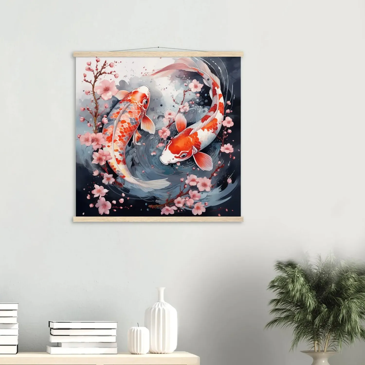 Japon style Testuki tableau carpe koi couple