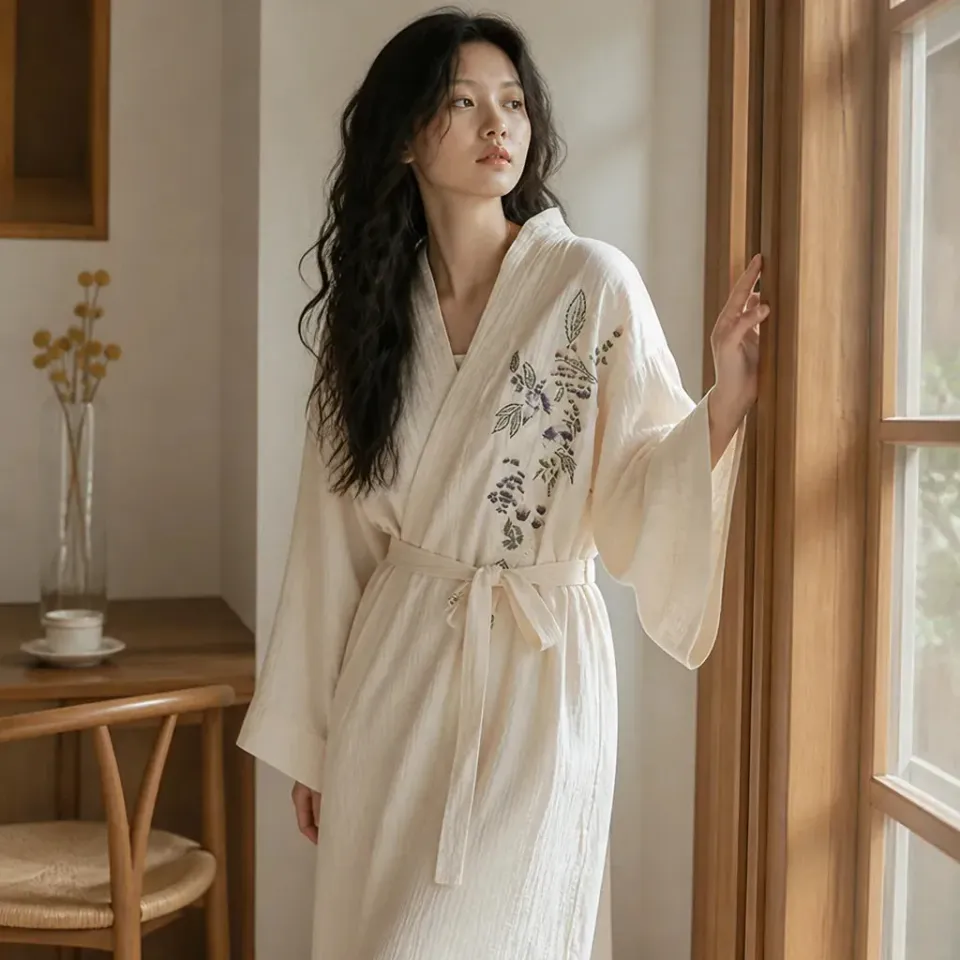 Esprit du Japon kimono de bain gaze de coton ceinture
