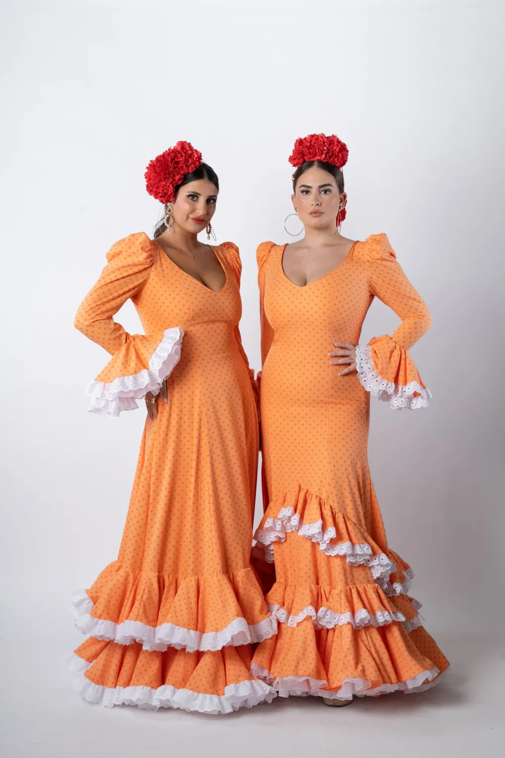 Viva La Feria Alboreá robe flamenca mandarine à pois