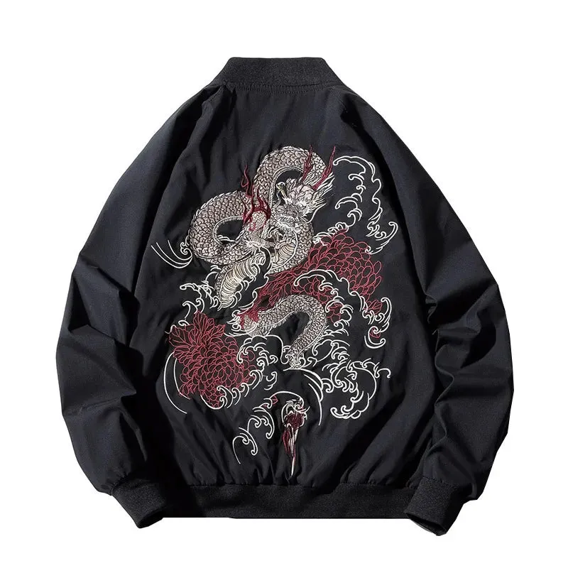 Esprit du Japon Black Dragon blouson sukajan brodé noir