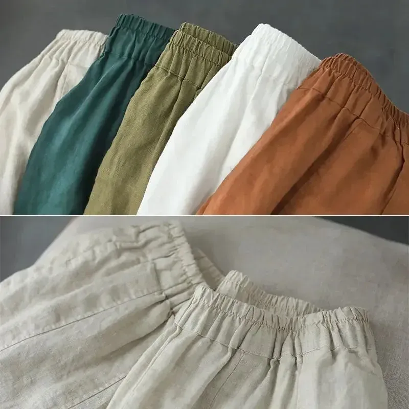 Japon style pantalon toile femme coupe ample