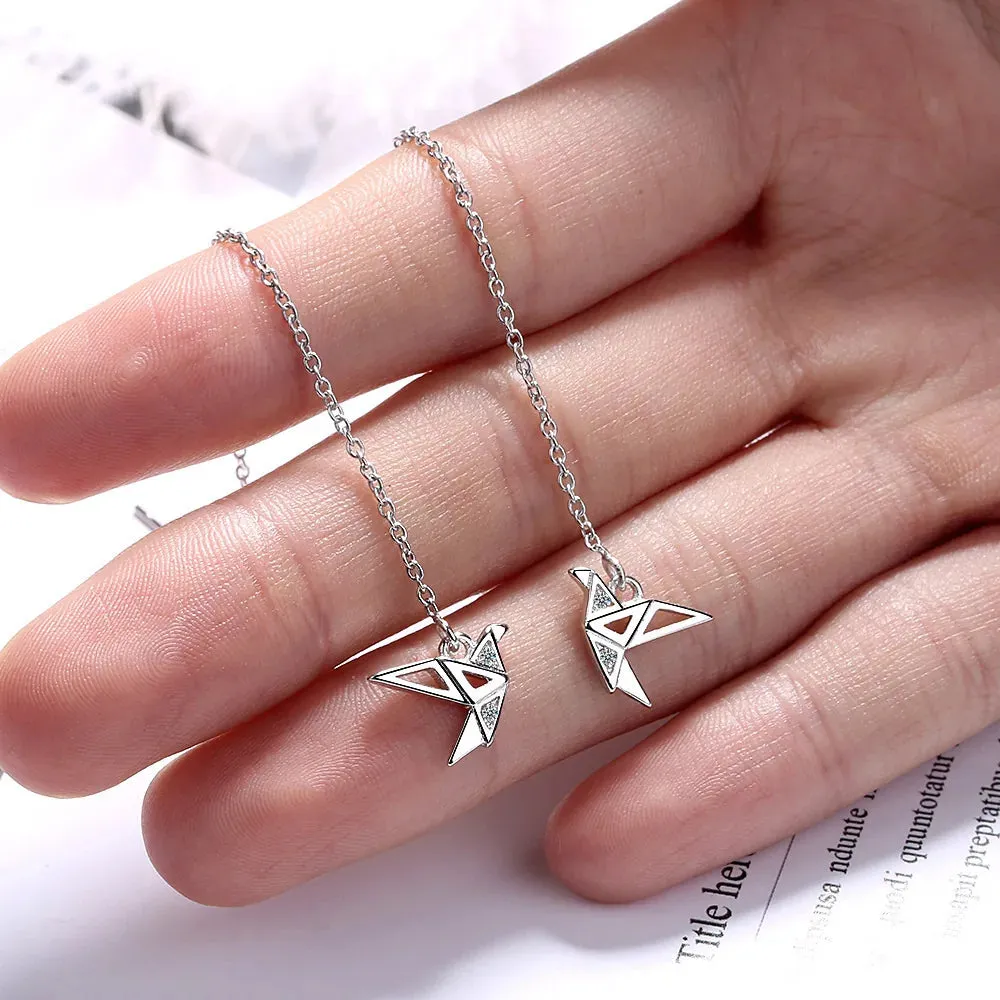Esprit du Japon boucles d’oreilles grue origami pendantes