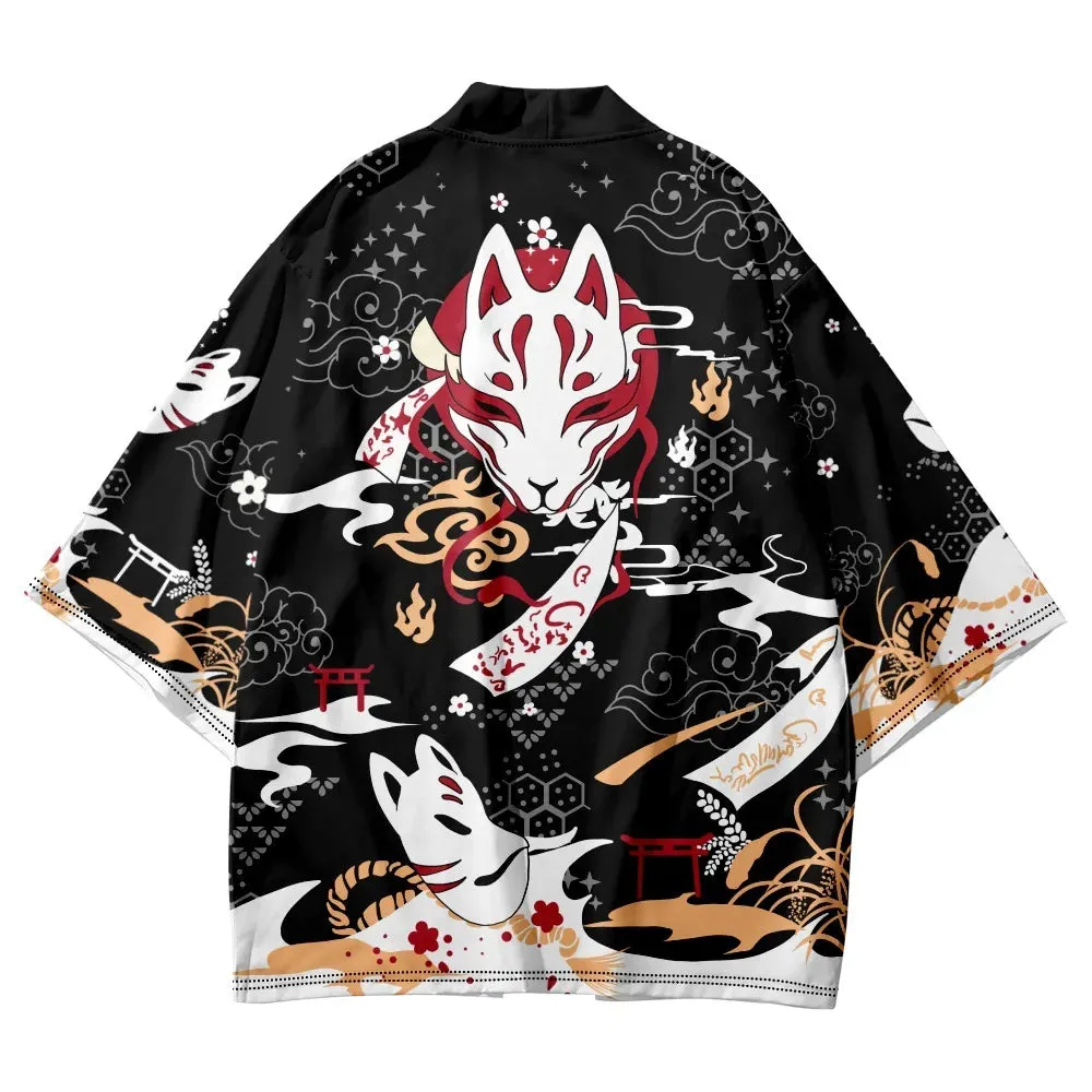 Esprit du Japon veste kimono renard illusion motif kitsune