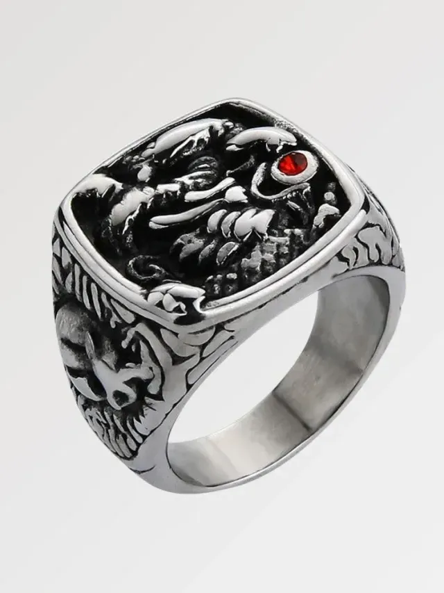 Japon style chevalière bague rubis