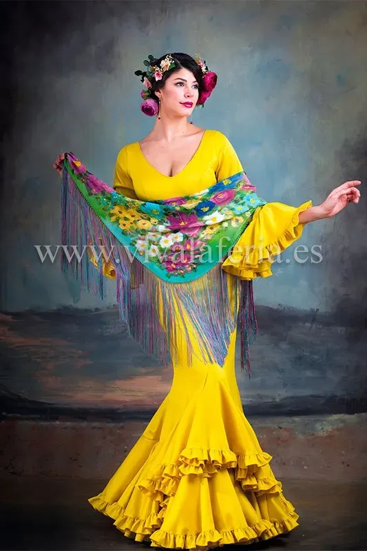 VIVA LA FERIA-MODA FLAMENCA Córdoba robe flamenca jaune confortable