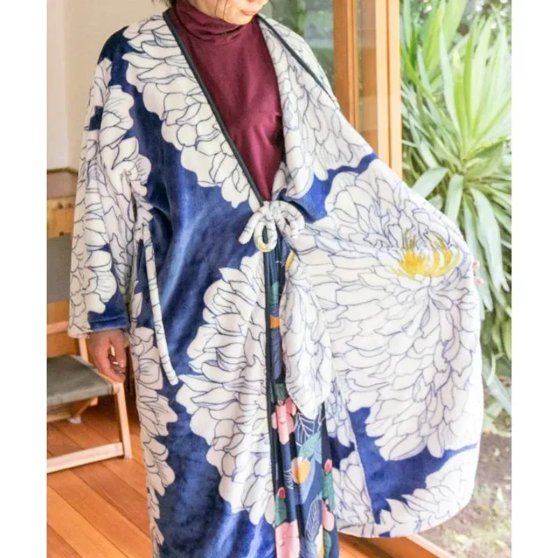 Japon style kimono polaire femme motif floral