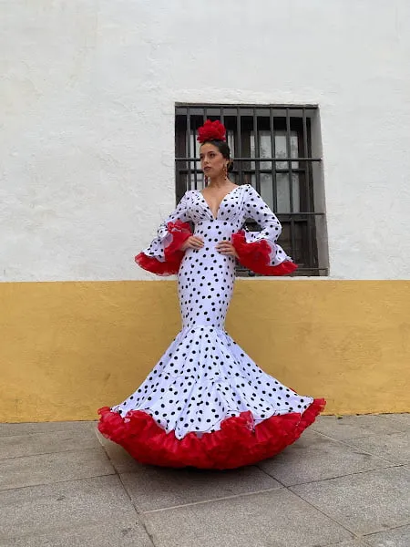Viva la Feria Clavel robe flamenco pois volants organdi