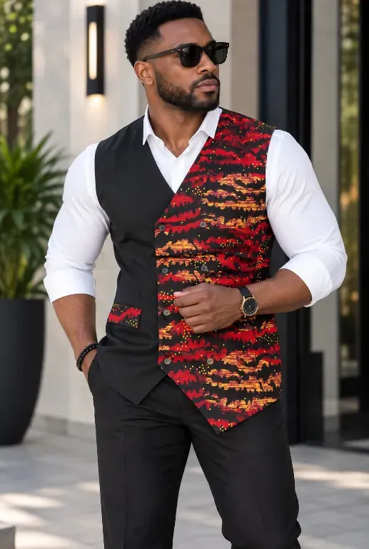 KAVAZI Ankara gilet homme wax cérémonie