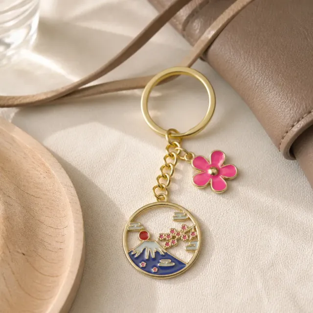 Esprit du Japon porte-clé porte-bonheur doré métal
