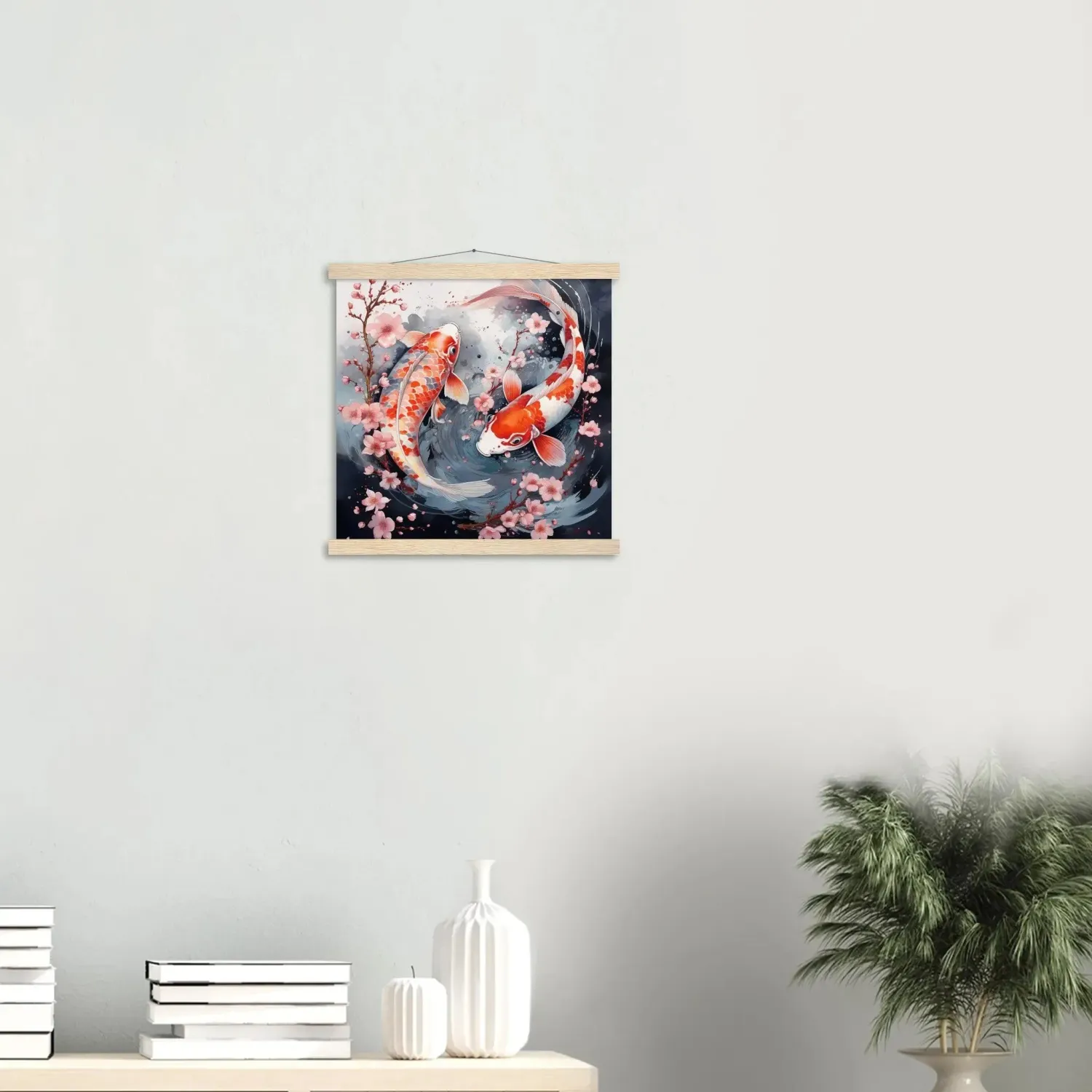 Japon style Testuki tableau carpe koi couple