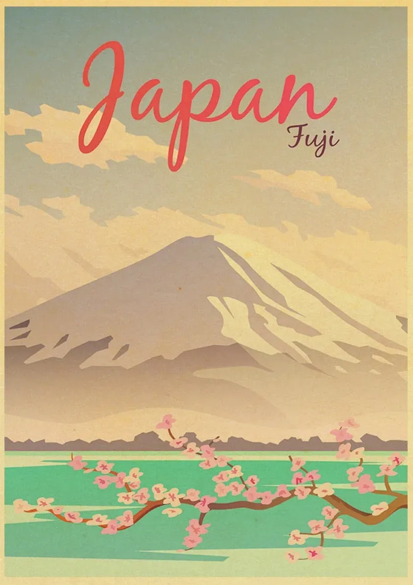 Japon style affiche montagne vintage mont Fuji