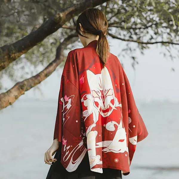 Esprit du Japon veste haori Warui Kitsune renard cerisier