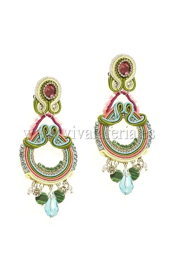 Candela de Reina Arco Iris boucles d'oreilles flamenca verts