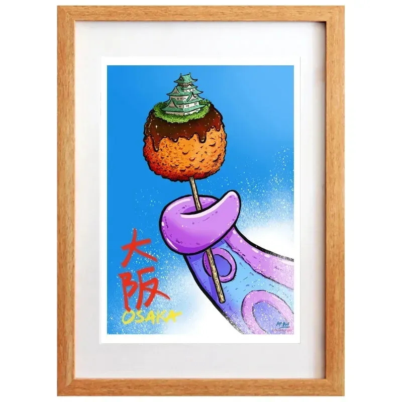 Japon style Osaka affiche japonaise Takoyaki château