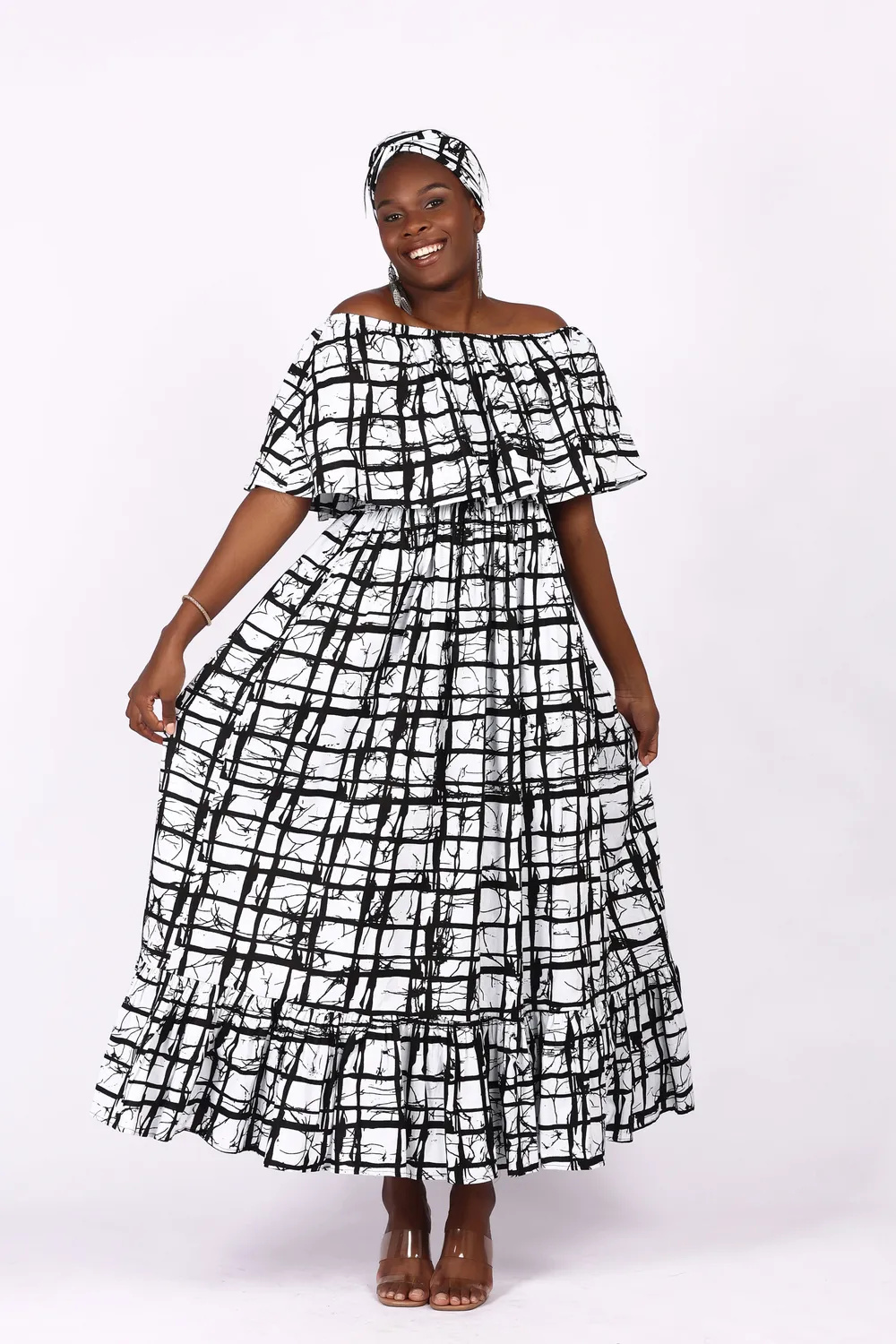 KAVAZI Off Shoulder Dress robe épaules dénudées avec bandeau