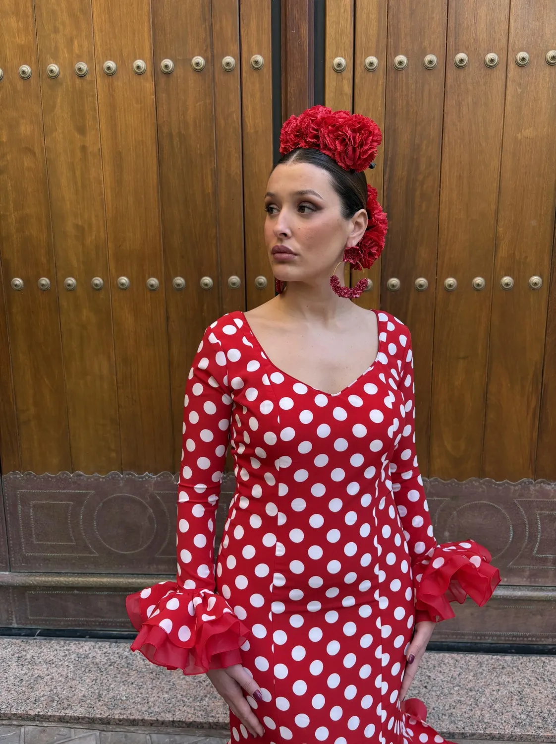 Viva La Feria Emperatriz robe flamenco rouge à pois